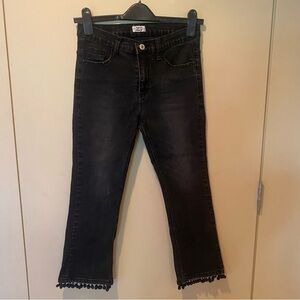 Black Jeans With Pom Pom Detailing